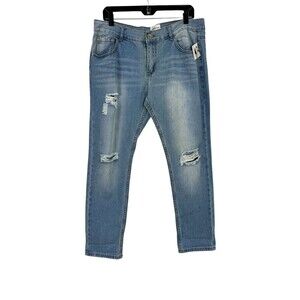 American Blue Casual Boyfriend Jeans Sz 15 Distressed Dark Wash Stretch 32x29 H3